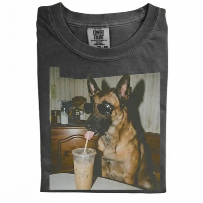 Dog Iced Coffee Tee – Vintage 90s Funny Edgy Dog Meme Shirt