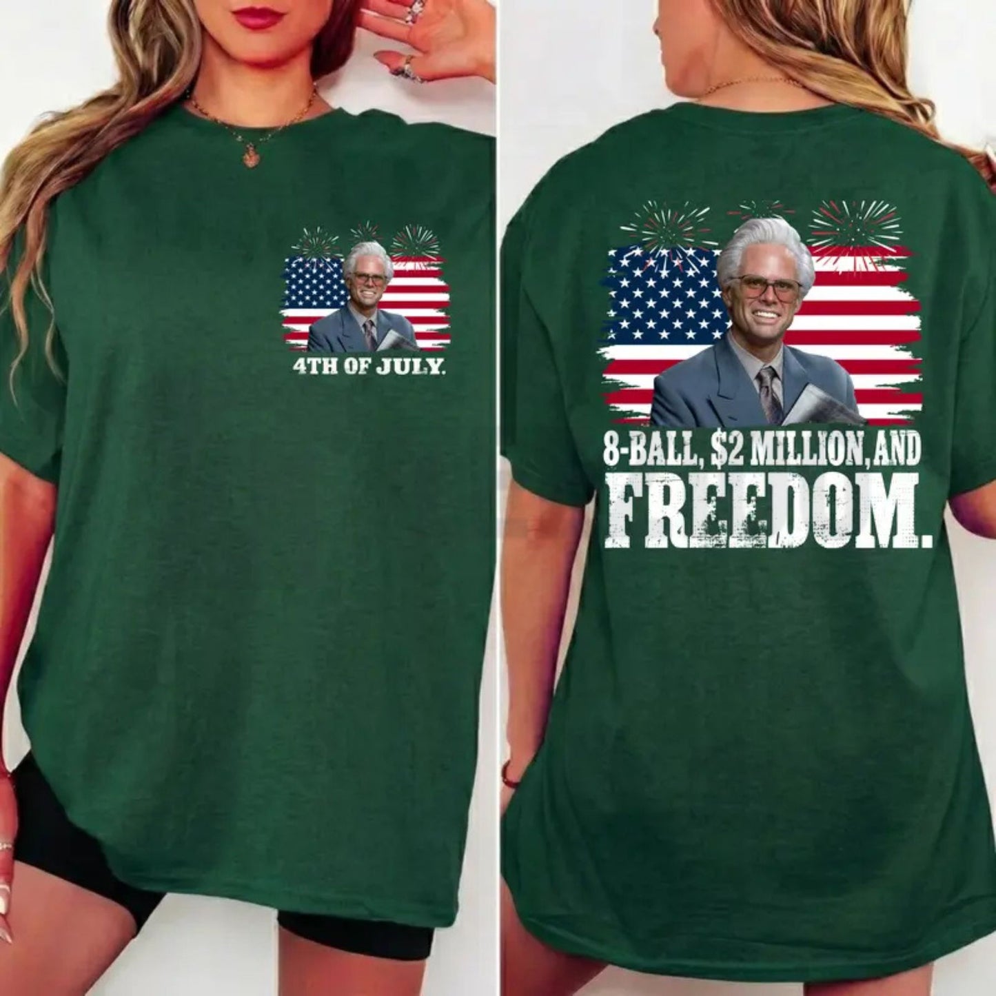Baby Billy 4th of July 8-Ball Funny Patriotic Graphic T-Shirt