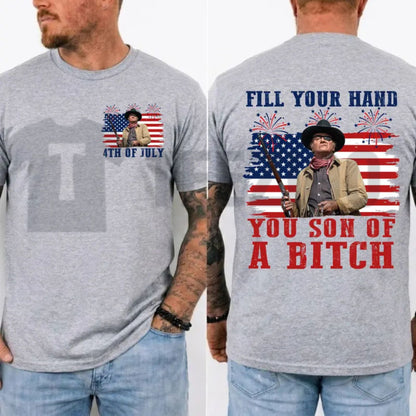 John Wayne Rooster Cogburn Fill Your Hand Western Graphic T-Shirt