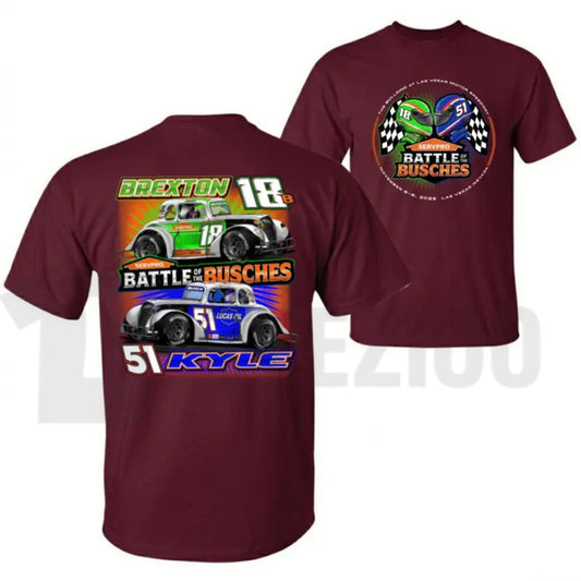 Battle Of The Busches Racing Vintage NASCAR Style Graphic T-Shirt - Teezioo