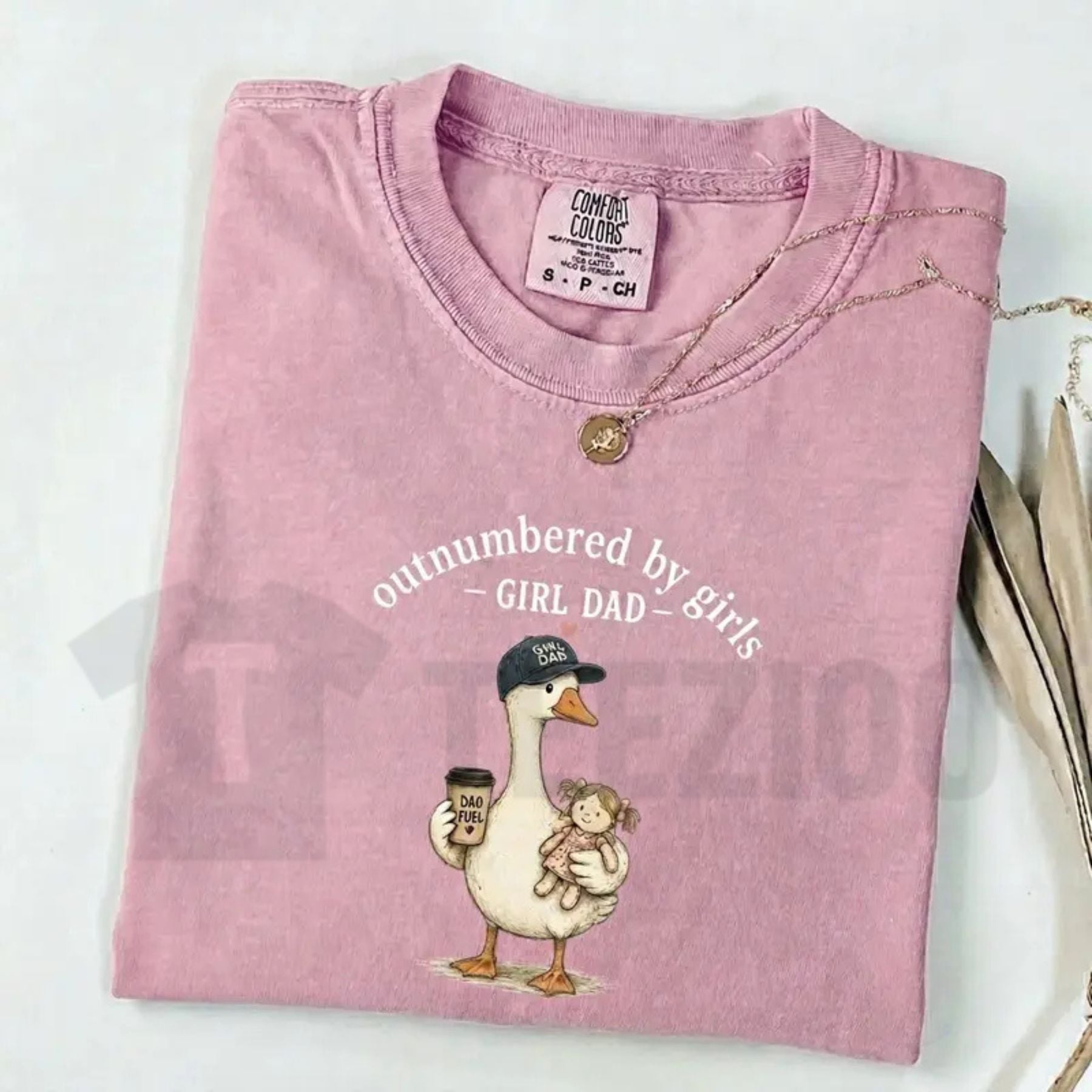 Comfort Colors Girl Dad Shirt – Funny Outnumbered By Girls Duck Graphic Tee, Cute Retro Father’s Day Gift - Hiyatee