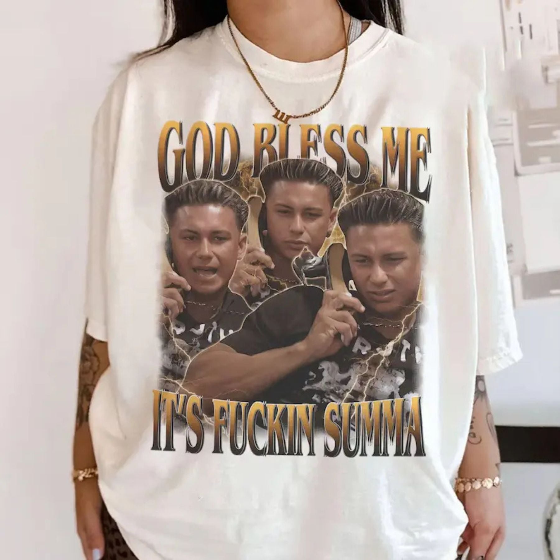 Comfort Colors God Bless Me It’s Summah T-Shirt – Funny Summer Retro Graphic Tee, Sarcastic Beach Vibe Shirt for Men & Women - Teezioo