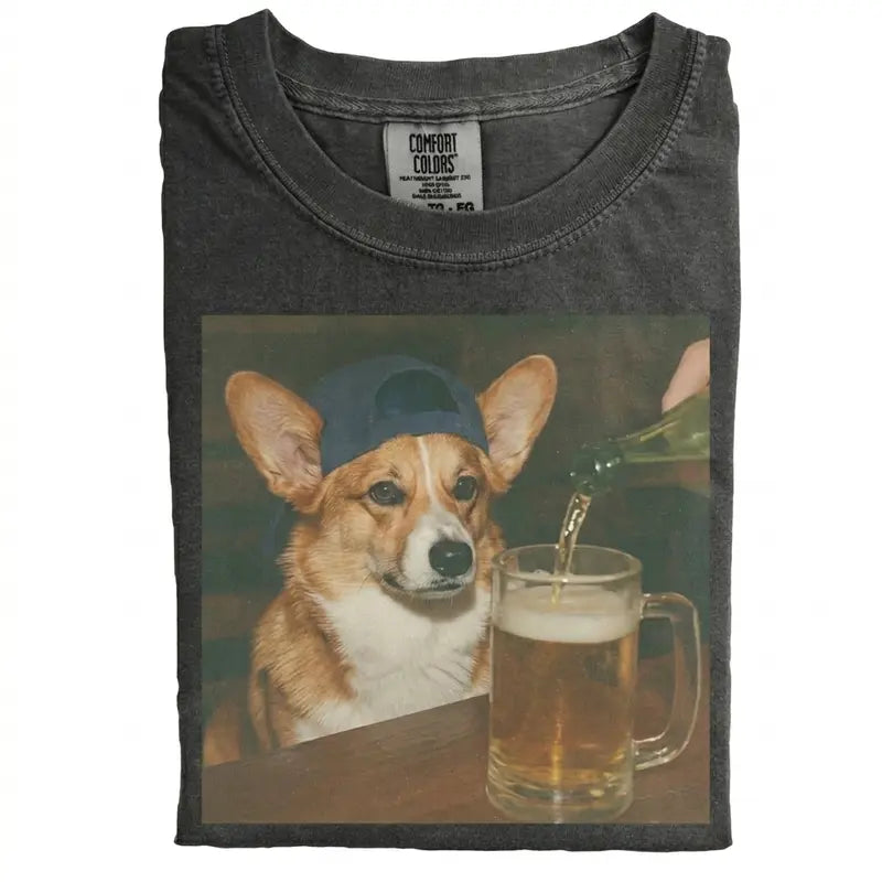 Dog Beer Tee – Vintage 90s Edgy Dog Meme Shirt