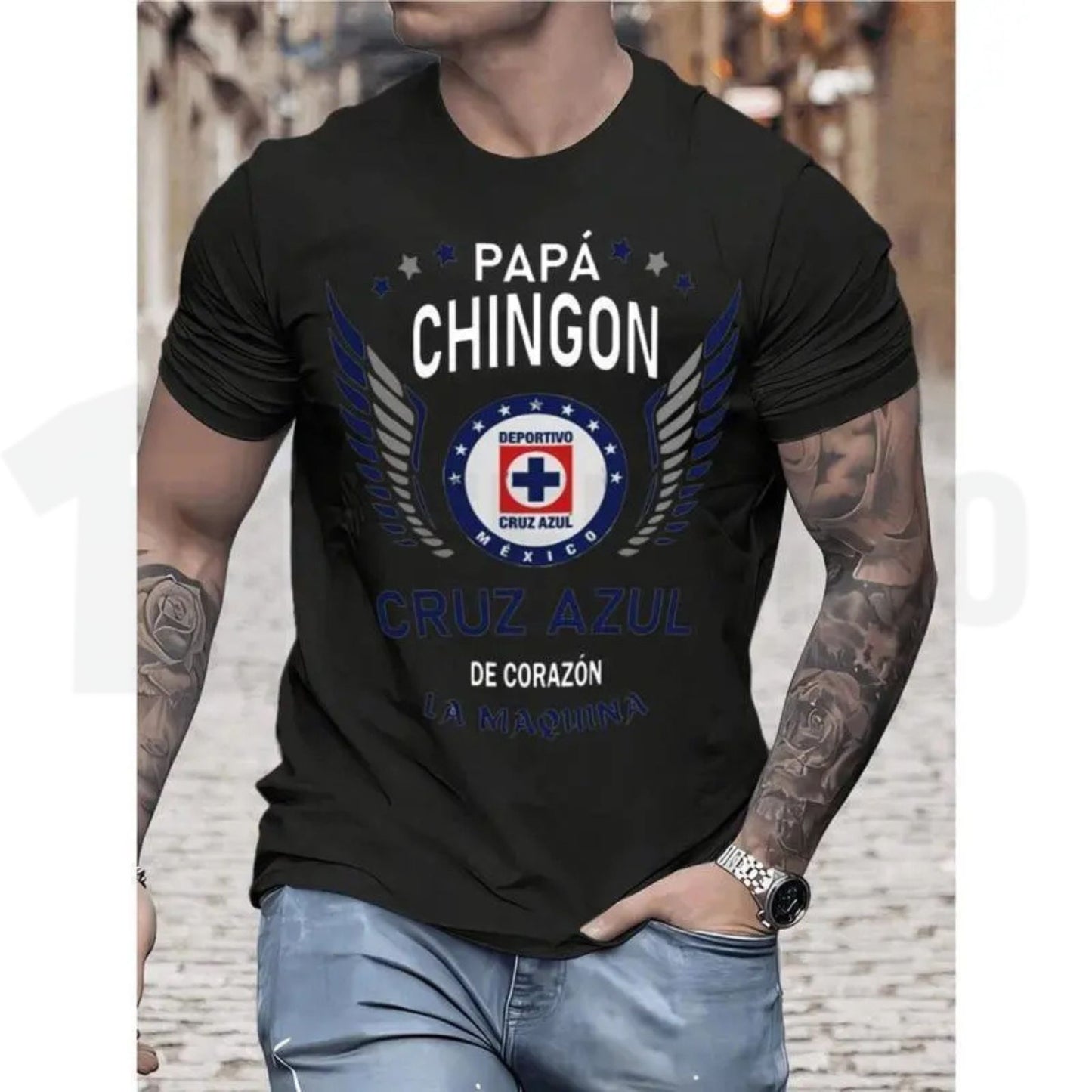 Cruz Azul "Papa Chingon" Graphic Tee – Funny Soccer Dad T-Shirt, Latino Father’s Day Gift Shirt - Teezioo