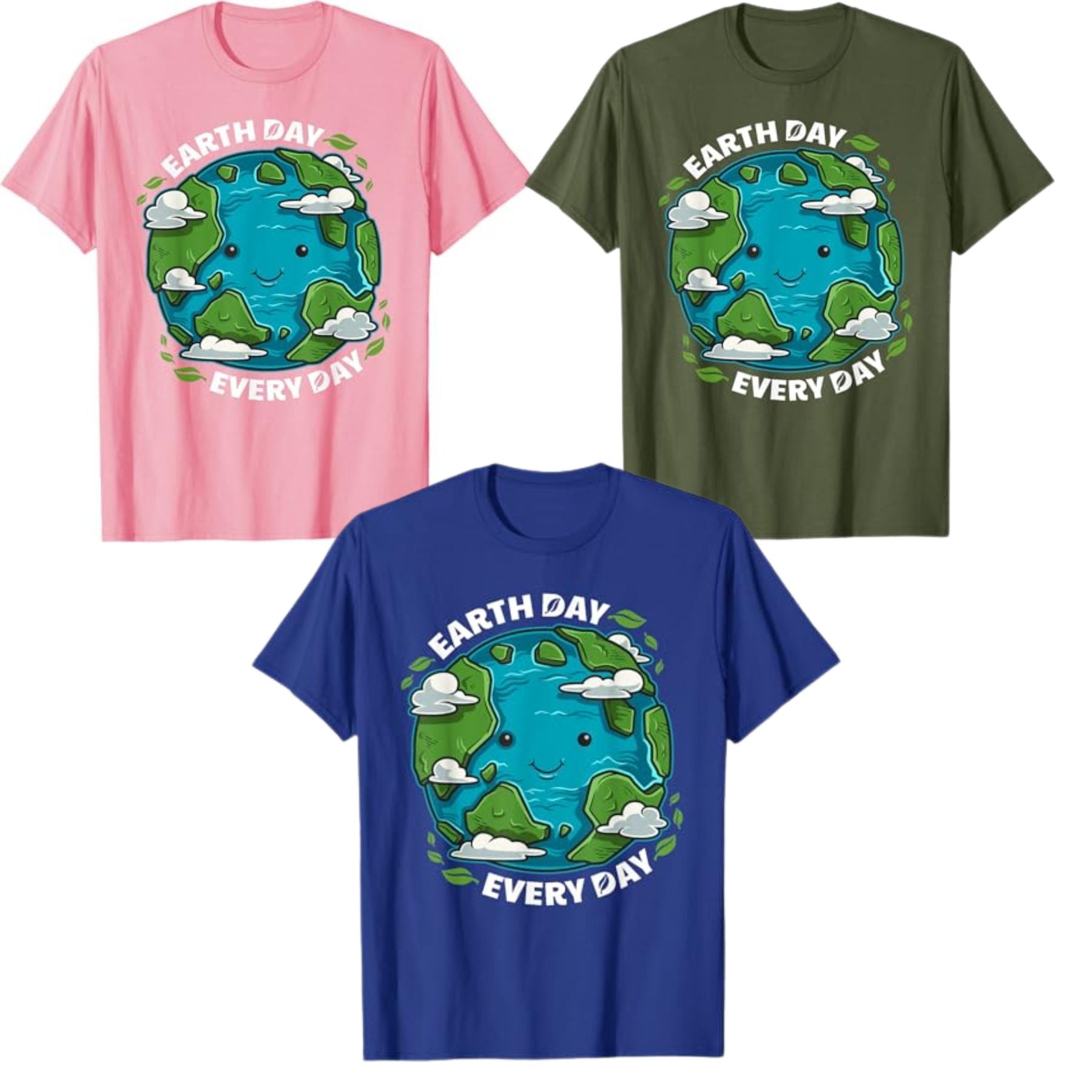 "Earth Day Every Day" T-Shirt – Cute Eco-Friendly Graphic Tee, Sustainable Unisex Cotton Nature Shirt - Teezioo