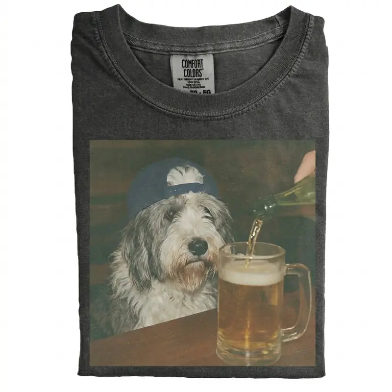 Dog Beer Tee – Vintage 90s Edgy Dog Meme Shirt
