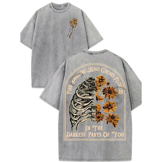 Find Someone Who Grows Flowers Sunflower T-Shirt – Aesthetic Washed Floral Tee - Dogmomhat
