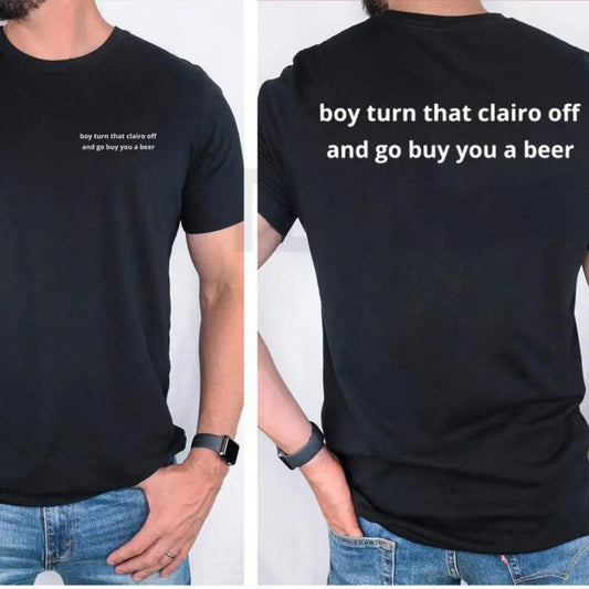 Funny Clairo Meme T-Shirt – Retro Boy Turn That Clairo Off Graphic Tee, Indie Alternative Music Fan Urban Shirt - Teezioo