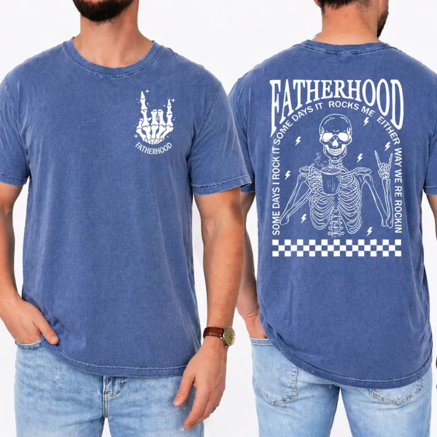 Funny Dad Skeleton T-Shirt – Retro Fatherhood Graphic Tee, First Time Dad Gift Shirt - Teezioo