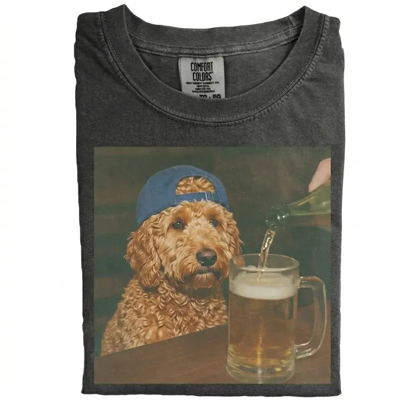 Dog Beer Tee – Vintage 90s Edgy Dog Meme Shirt