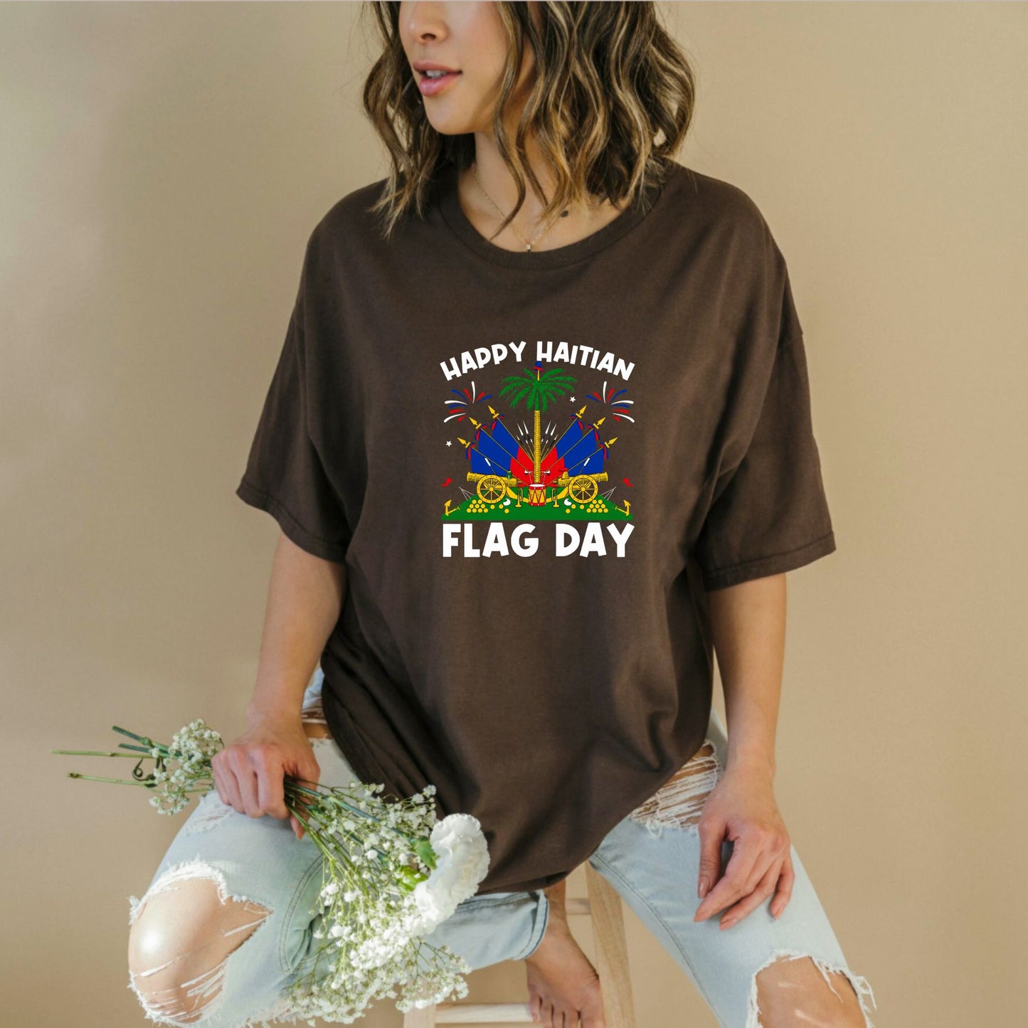 "Happy Haitian Flag Day" T-Shirt – Haiti Heritage Patriotic Graphic Tee, Unisex Cotton Shirt - Teezioo