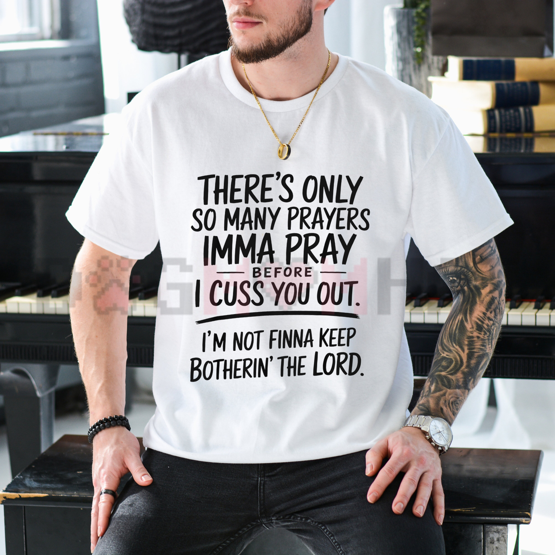 "I’m Not Finna Keep Botherin' The Lord" Urban Slang Quote T-Shirt - Teezioo