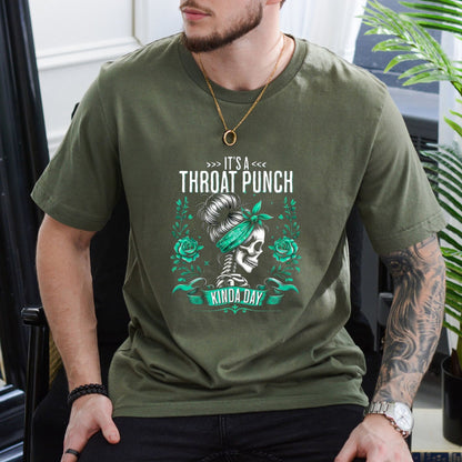 "It's That Kind of Day" Skull & Roses T-Shirt – Edgy Biker Style Graphic Tee, Unisex Cotton Shirt - Teezioo