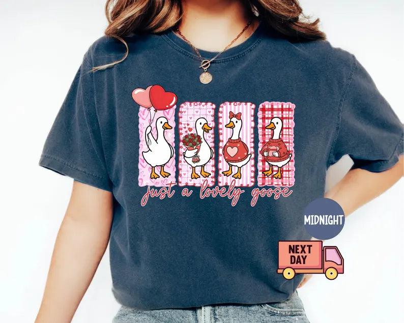 "Just A Lovely Goose" Valentine Shirt – Funny Silly Goose Comfort Colors® Tee - Teezioo