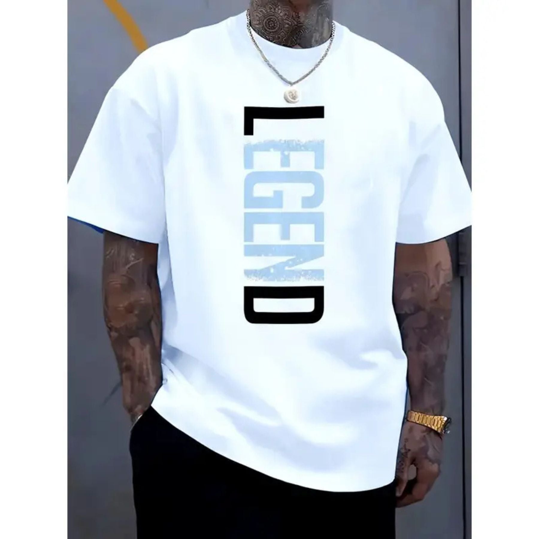 "LEGEND" Vertical Graphic T-Shirt – Minimalist Streetwear Typography Tee, Unisex Cotton Shirt - Teezioo