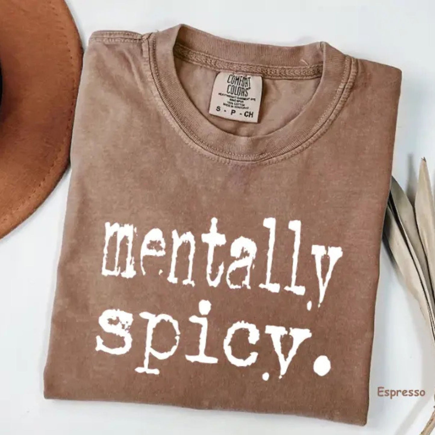 Mentally Spicy Graphic T-Shirt – Retro Sassy Funny Saying Tee, Trendy Women Humor Shirt - Teezioo