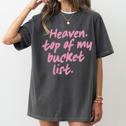 Minimalist "Heaven" Bucket List Comfort Colors® Tee – Aesthetic Christian Graphic Shirt - Teezioo