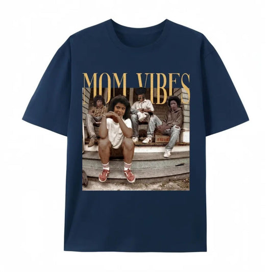 Mom Vibes Vintage T-Shirt – Retro 90s Nostalgia Motherhood Graphic Tee, Unisex Cotton Shirt - Teezioo