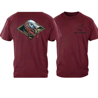 Ol’ Tom Wild Turkey Hunting T-Shirt – Vintage Wildlife Graphic Tee, Premium 100% Cotton Hunter Gift Idea, Made in USA - Teezioo