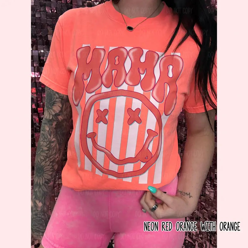 Neon Mama Stripes Shirt – Retro Electric Graphic Tee