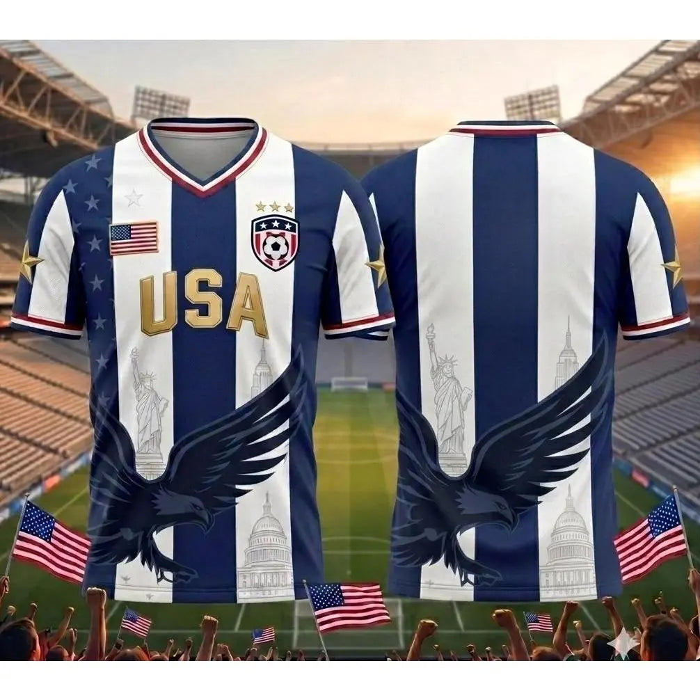 USA 2026 V-Neck Soccer Fan Jersey – Retro Football