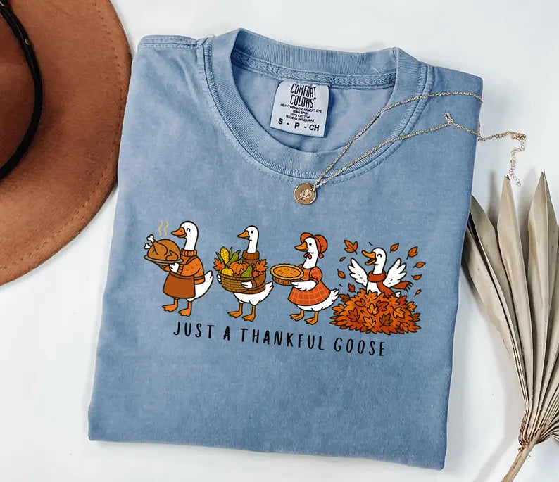 Minimalist "Silly Goose" Thanksgiving Comfort Colors® Tee – Aesthetic Fall Graphic Shirt